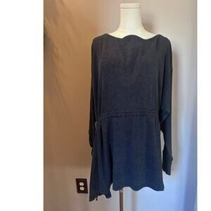 Free People Josie Thermal Dress Medium Black Waffle knit dress tunic